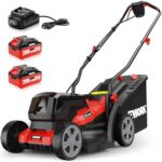 EWORK 40V Electric Lawn Mower Cordless, 14" Electric Push Mower with 2x4.0Ah Batteries & Charger