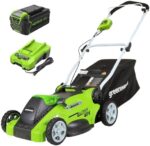 Greenworks 40V 16" Cordless Lawn Mower, Ultra-Light Push Mower with 4.0Ah Battery & Charger