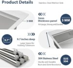 Lordear 33 Drop In Kitchen Sinks Worktation - 33x19 Drop Kitchen Sink 16 Gauge 304 Stainless Steel - Image 3