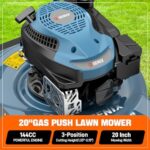 SENIX 20" Gas Lawn Mower, 144 cc Gas Powered Lawnmower, 4-Cycle Engine Walk-Behind Push Lawn Mowers - Image 3