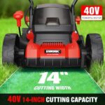 EWORK 40V Electric Lawn Mower Cordless, 14" Electric Push Mower with 2x4.0Ah Batteries & Charger - Image 2