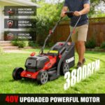 EWORK 40V Electric Lawn Mower Cordless, 14" Electric Push Mower with 2x4.0Ah Batteries & Charger - Image 4