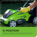 Greenworks 40V 16" Cordless Lawn Mower, Ultra-Light Push Mower with 4.0Ah Battery & Charger - Image 6