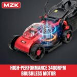 MZK 20V 13" Electric Lawn Mower, Brushless Cordless Lawn Mower with 4-Position Height Adjustment - Image 3