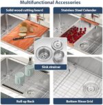 Lordear 33 Drop In Kitchen Sinks Worktation - 33x19 Drop Kitchen Sink 16 Gauge 304 Stainless Steel - Image 6