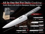 Huusk Knife Set with Block and Sharpener, 14 Pcs Japanese Stainless Steel Kitchen Knife Sets Dishwasher Safe, Sharp Silver Professional Knives Set with Box for Kitchen, Christmas Gifts for Men Women: Home & Kitchen - Image 7
