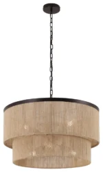GetLedel 23.8" 6-Light Dimmable Handwoven Drum Chandelier, Oil Rubbed Bronze - Image 3