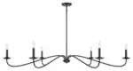 6-Light Chandelier, Matte Black, Natural Brass
