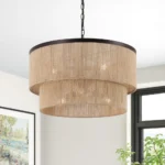 GetLedel 23.8" 6-Light Dimmable Handwoven Drum Chandelier, Oil Rubbed Bronze - Image 5