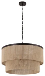 GetLedel 23.8" 6-Light Dimmable Handwoven Drum Chandelier, Oil Rubbed Bronze