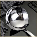 Stainless steel material, solid and practical, easy to clean, not easy to rust. Rounded edges, circular design, fit the bottom of the pot stir-fry smoothly without hurting the pot. polishing process design, bright as a. Large hanging hole, easy to hang, easy to store. Widen and deepen the spoon, - scoop up the satisfaction. Silicone utensils that are very suitable for cooking with non stick pans; Close contact with the surface of the flat bottomed pan without scratching the non stick coating - Image 2