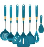 7 Pcs Kitchenware Silicone Heat Resistant Kitchen Cooking Utensils Non-Stick Stainless Steel Handle Cooking Tools Gadget Sets