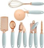 7-Piece Kitchen Gadgets Set Copper Coated Stainless Steel Utensils with Soft Touch Handles, Garlic Press Whisk Cheese Grater (Color : B) (B)
