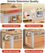 Wall Mounted Folding Table Floating Table Adjustable Steel Bracket,(Ergonomic Gaming Desk with Bookshelf & Pegboard 47.2" Home Office Workstation Stylish Wooden Desk for PC Gamers & Product - Image 4