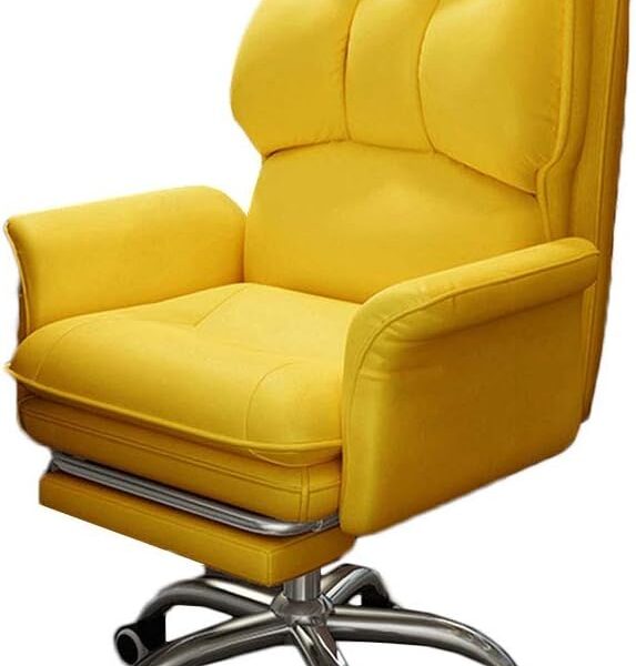 Office Products Adjustable Computer Chair Home Office Chair Backrest Lift Swivel Chair Comfortable sedentary boss Chair Dormitory Gaming Seats (Color : Yellow, Size : 6041(114~126) cm)