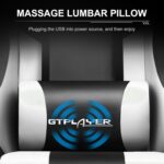 GTPLAYER Gaming Chair, Computer Chair with Footrest and Lumbar Support, Height Adjustable Game Chair with 360°-Swivel Seat and Headrest and for Office or Gaming (Pearl White) - Image 6