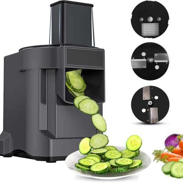 3-in-1 Commercial Vegetable Dicer & Chopper - Multifunctional Food Cutter Processor for Slicing, Shredding, Dicing - Black Kitchen Gadget for Quick Meal Prep
