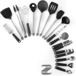 Silicone Cooking Utensil Set, Kitchen Utensils Set with Stainless Steel Handle 16 Pcs Kitchen Gadgets Cookware Set, Non-Stick Heat Resistant Kitchen Tool