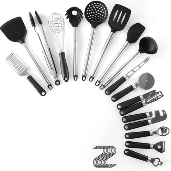 Silicone Cooking Utensil Set, Kitchen Utensils Set with Stainless Steel Handle 16 Pcs Kitchen Gadgets Cookware Set, Non-Stick Heat Resistant Kitchen Tool