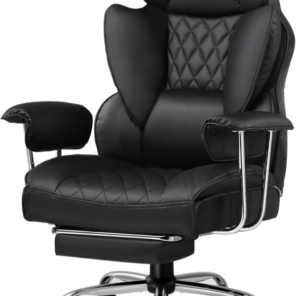 GTPLAYER Gaming Chair,Office Chair with Pocket Spring Lumbar Support, Ergonomic Comfortable Wide Office Desk Computer Chair with Outward Fixed Soft Armrests and Footrest (PU Leather, Black)