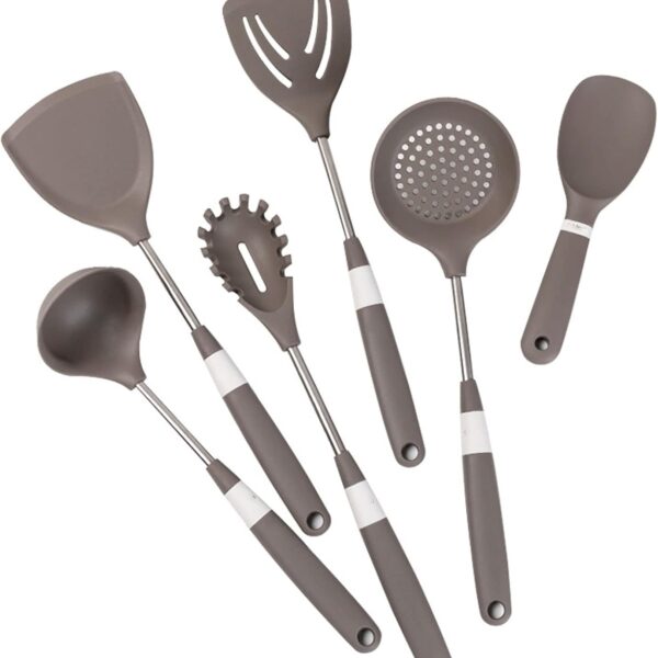 Kitchen Cooking Utensils Set,6 pcs Non-Stick Silicone Cooking Kitchen Utensils Spatula Set with Holder, Silicone Kitchen Gadgets Utensil Set