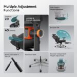 Newtral Ergonomic Office Chair with Fully Adaptive Lumbar Support, 136°Tilt Function, Computer Desk Chair with Soft 4D Armrest, Adjustable Headrest (Supreme with Laptop Tray, Black) - Image 2