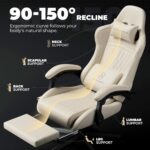 GTPLAYER ACE-PRO Music Gaming Chairs – Built-in Speakers, App Support & Bluetooth Control, Computer Game Chairs with Footrest for Adults, Ergonomic Reclining Silla, Linkage Armrest, Ivory - Image 4