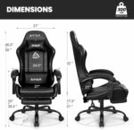N-GEN GAMING Video Gaming Chair with Footrest Lumbar Support for Home Office High Back Recliner Height Adjustable Ergonomic Comfy Leather Computer Desk Chair (Black) - Image 2