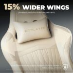 GTPLAYER ACE-PRO Music Gaming Chairs – Built-in Speakers, App Support & Bluetooth Control, Computer Game Chairs with Footrest for Adults, Ergonomic Reclining Silla, Linkage Armrest, Ivory - Image 5