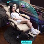 Office Products Dormitory Bedroom Computer Chair Home Gaming Chair Comfortable Long-Term Sitting Reclining Sofa Backrest Chair Ergonomic Office Desk Seat Chair(Beige) - Image 5