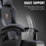GTPLAYER Gaming Chair, Office Chair High Back Computer Chair with Foot Rest for Adults, Leather Desk Chair Executive Ergonomic Height Adjustable with Headrest and Lumbar Support, 300lbs Black - Image 2