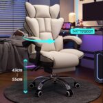 Office Products Dormitory Bedroom Computer Chair Home Gaming Chair Comfortable Long-Term Sitting Reclining Sofa Backrest Chair Ergonomic Office Desk Seat Chair(Beige) - Image 6