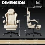 GTPLAYER ACE-PRO Music Gaming Chairs – Built-in Speakers, App Support & Bluetooth Control, Computer Game Chairs with Footrest for Adults, Ergonomic Reclining Silla, Linkage Armrest, Ivory - Image 2
