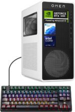 HP OMEN 16L TG03 Gaming Desktop, Intel Ultra 7 265F, NVIDIA RTX 5060, 64GB DDR5 RAM, 4TB SSD, AI-Ready Workstation PC for Gaming & Music Production, Bundle with Thunderobot Keyboard