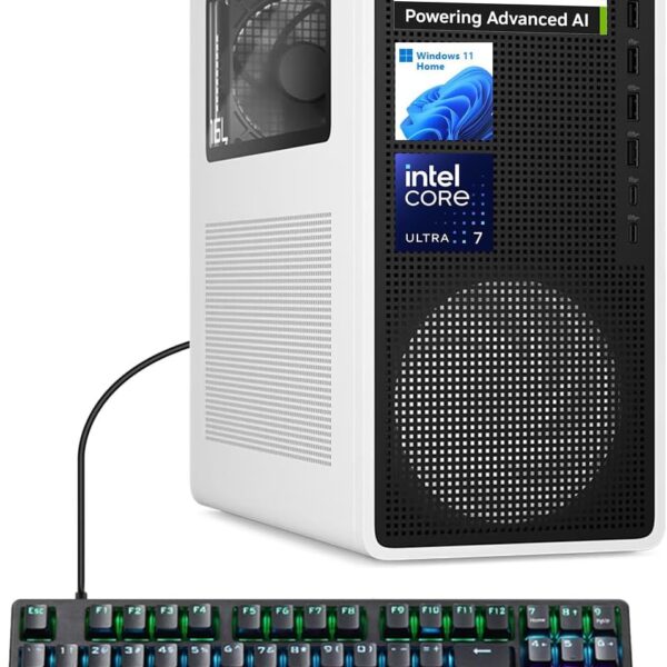 HP OMEN 16L TG03 Gaming Desktop, Intel Ultra 7 265F, NVIDIA RTX 5060, 64GB DDR5 RAM, 4TB SSD, AI-Ready Workstation PC for Gaming & Music Production, Bundle with Thunderobot Keyboard