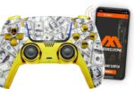 MODDEDZONE Custom Rapid Fire, Anti Recoil, Macros MODDED Wireless Controller for PS5 & PC - Unique Smart Mods for ps5 controller controlled by the APP. Best for FPS Games. Enhanced Gaming Experience (Gold Money)