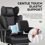 GTPLAYER Gaming Chair,Office Chair with Pocket Spring Lumbar Support, Ergonomic Comfortable Wide Office Desk Computer Chair with Outward Fixed Soft Armrests and Footrest (PU Leather, Black) - Image 5