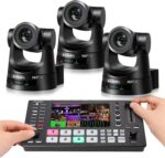 FoMaKo NDI PTZ Camera,30X Optical Zoom, AI Auto Tracking HDMI PTZ Camera, for University Graduation Ceremonies and Gaming/Esports tournaments Live Streaming and Production,NDI PTZ Bundle(KN30A X3+M4)