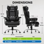 GTPLAYER Gaming Chair,Office Chair with Pocket Spring Lumbar Support, Ergonomic Comfortable Wide Office Desk Computer Chair with Outward Fixed Soft Armrests and Footrest (PU Leather, Black) - Image 2