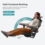 Newtral Ergonomic Office Chair with Fully Adaptive Lumbar Support, 136°Tilt Function, Computer Desk Chair with Soft 4D Armrest, Adjustable Headrest (Supreme with Laptop Tray, Black) - Image 3