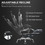 GTPLAYER Gaming Chair, Computer Chair with Footrest and Lumbar Support, Height Adjustable Game Chair with 360°-Swivel Seat and Headrest and for Office or Gaming (Pearl White) - Image 3