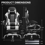 GTPLAYER Gaming Chair, Computer Chair with Footrest and Lumbar Support, Height Adjustable Game Chair with 360°-Swivel Seat and Headrest and for Office or Gaming (Pearl White) - Image 2