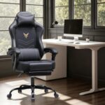 GTPLAYER Gaming Chair, Office Chair High Back Computer Chair with Foot Rest for Adults, Leather Desk Chair Executive Ergonomic Height Adjustable with Headrest and Lumbar Support, 300lbs Black - Image 7