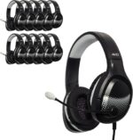 Avid Products AE-79 Deluxe Over-Ear Classroom Computer Stereo Headset USB Plug, Black (40 Pack), Great for Gaming and E-Sports