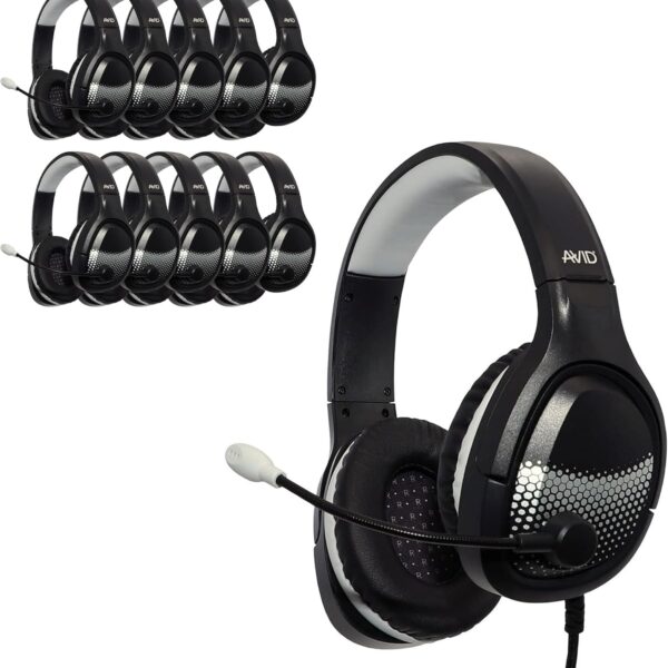 Avid Products AE-79 Deluxe Over-Ear Classroom Computer Stereo Headset USB Plug, Black (40 Pack), Great for Gaming and E-Sports