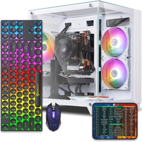 Prebuilt Gaming PC Desktop Computer,Intel Core i7 Desktop,Operating at A Frequency of 3.4-3.9 GHz,RX590 Graphics Card with 8GB GDDR5 Video Memory,16GB RAM, 512GB SSD,WiFi 5.0,RGB Fan x4