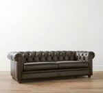 Chesterfield Roll Arm Leather Sofa (65"–96") - Image 4