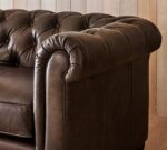 Chesterfield Roll Arm Leather Sofa (65"–96") - Image 7