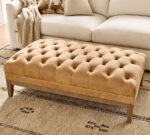 Edgewood Tufted Leather Ottoman