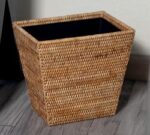 Tava Handwoven Rattan Tapered Waste Basket with Metal Insert - Image 4